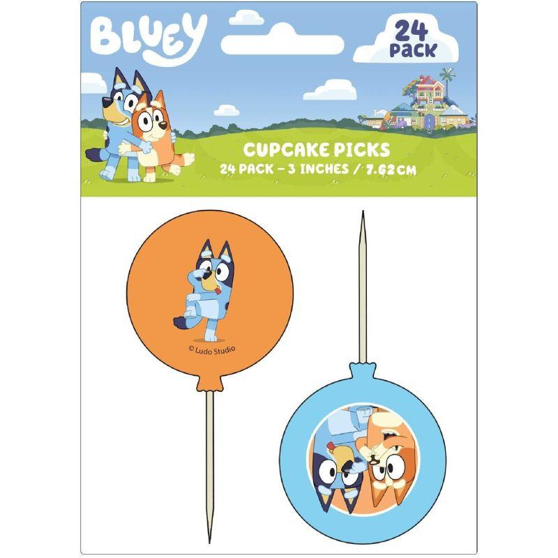 24 Pack Bluey Cupcake Picks - 7.6cm