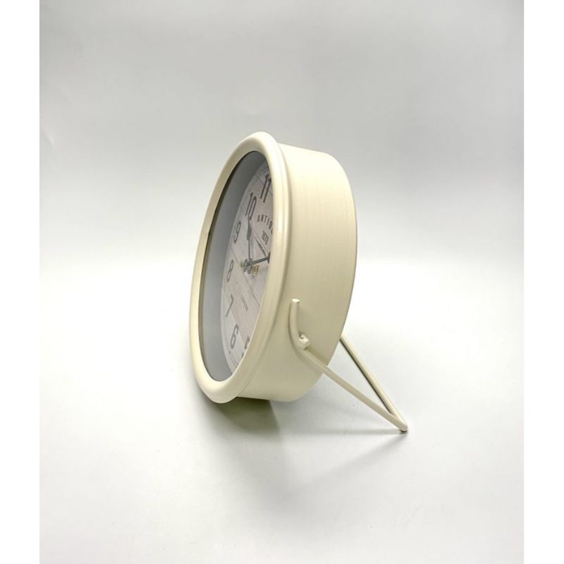 White Classical Metal Table Clock - 21cm x 15cm x 21cm