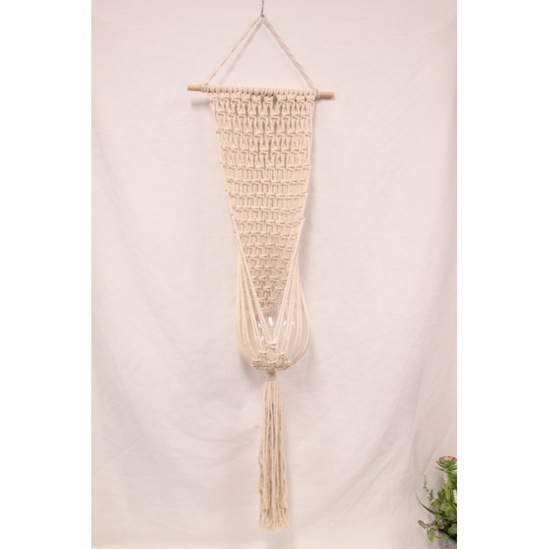 Cream Macrame Pot Holder with Bowl - 127cm