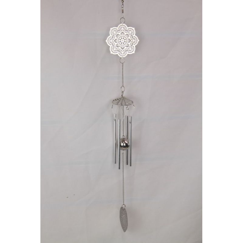 Silver Lotus Tree of Life Mandala Wind Chime