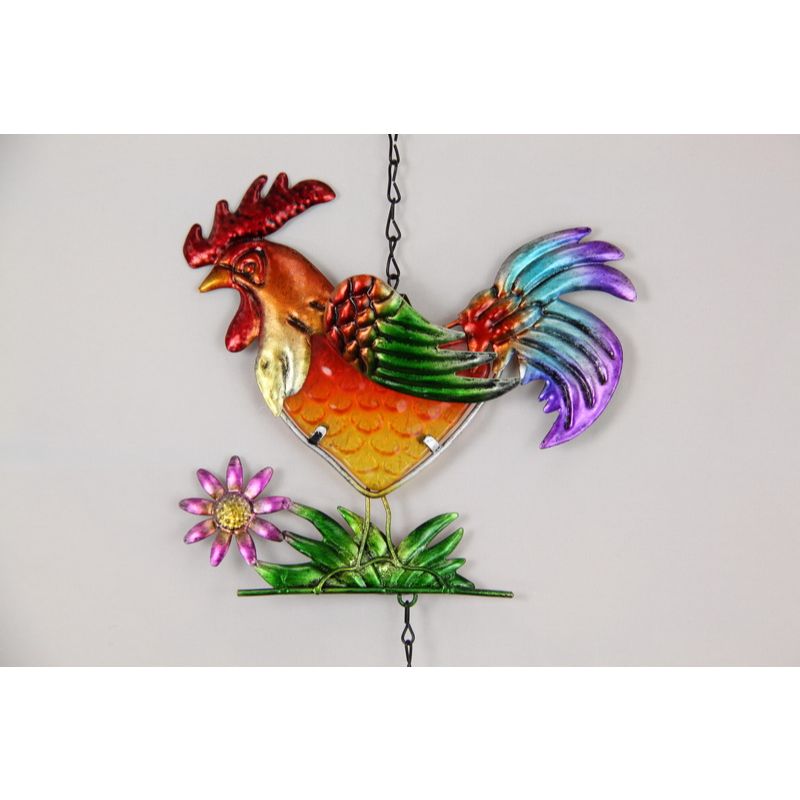 Glass Metal Rooster Wind Chime