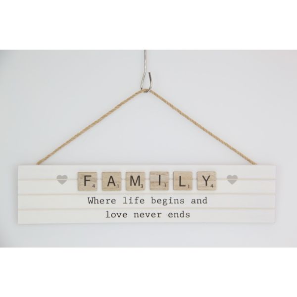 Hanging Family Inspirational Plaque - 35cm