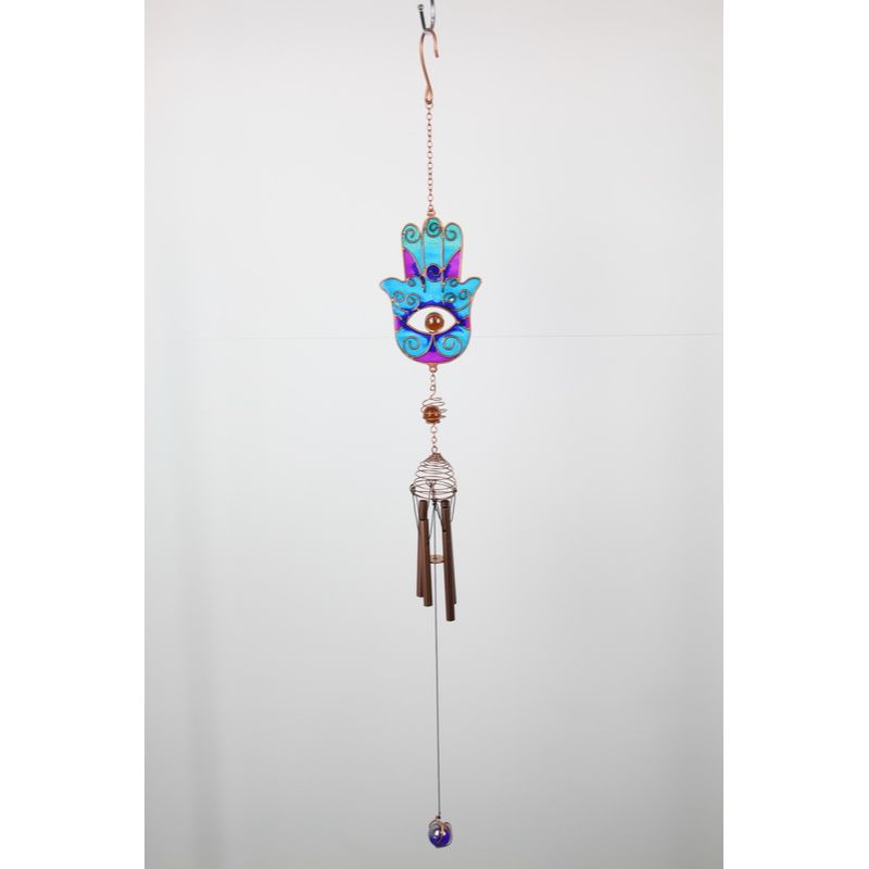 Hamsa Hand Two Tone Wind Chime - Approx 70cm