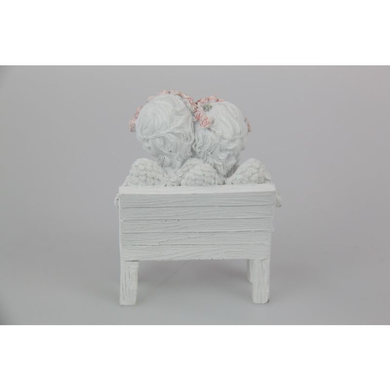 Cherub Couple with Rose Band on Chair - 10cm