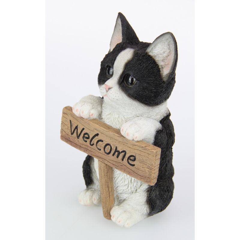 Cute Cat with Welcome Sign - 18cm