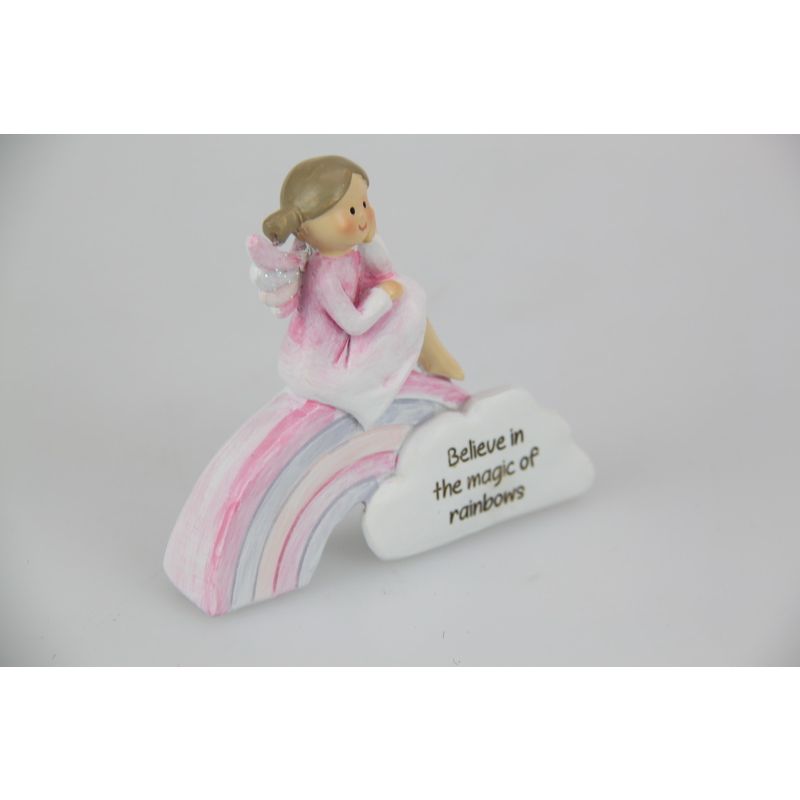 Fairy on Rainbow with Cute Inspirational Quote - 7.5cm