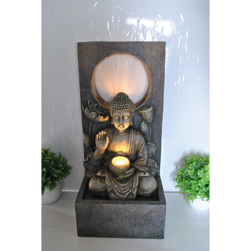 Tranquil Buddha Waterfall Halo Fountain Light - 70cm