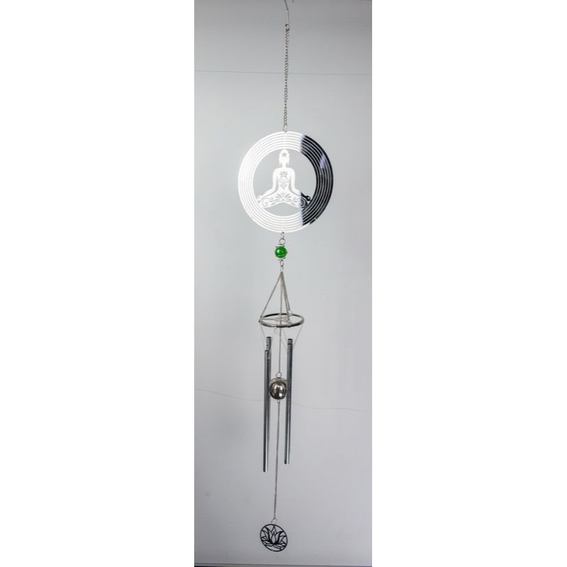 Silver Flower Pattern Yoga Lady Wind Chime