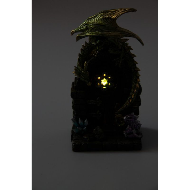 Green Dragon with Baby on Mystic Realm Door - 25cm