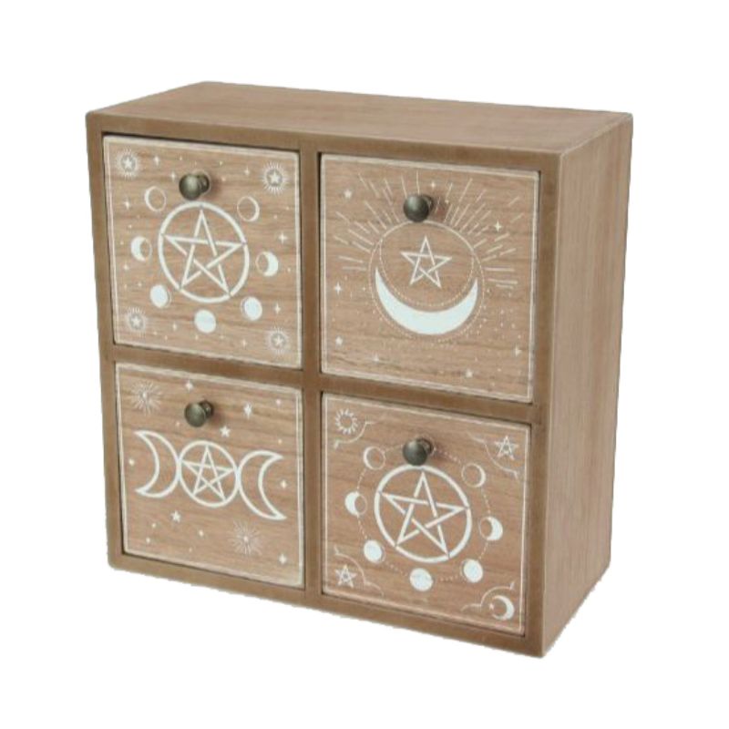 Square Wiccan MDF 4 Drawer Cabinet - 22cm