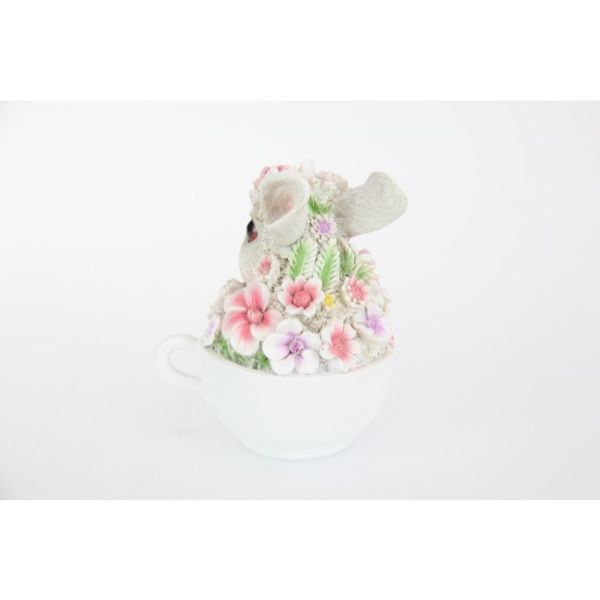 Cute Floral Rabbit in Teacup - 15cm