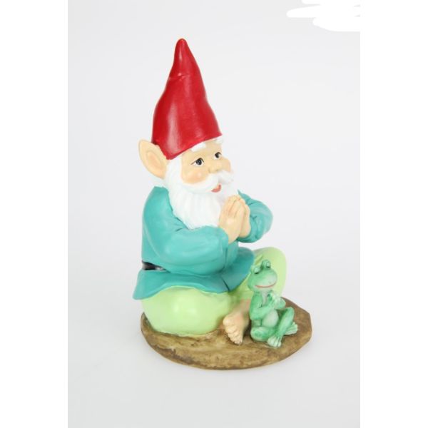 Sitting Yoga Gnome With Frog - 18cm