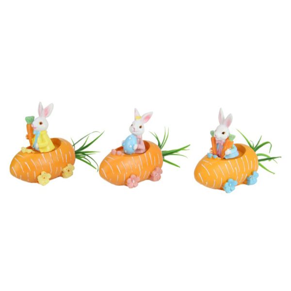 Bunny Rabbit in Carrot Car - 13cm