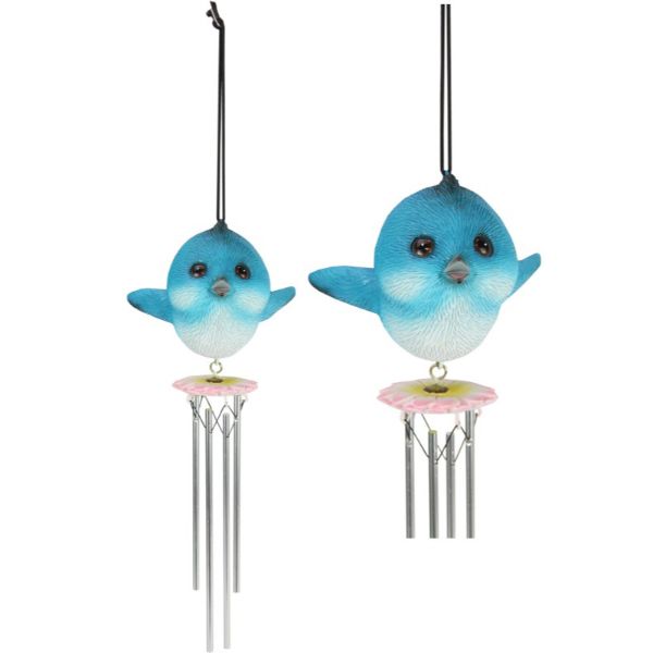 Blue Bird on Flower Wind Chime