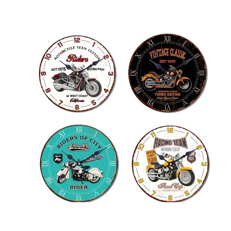 Motorcycle MDF Wall Clock - 33.8cm x 33.8cm x 4.5cm