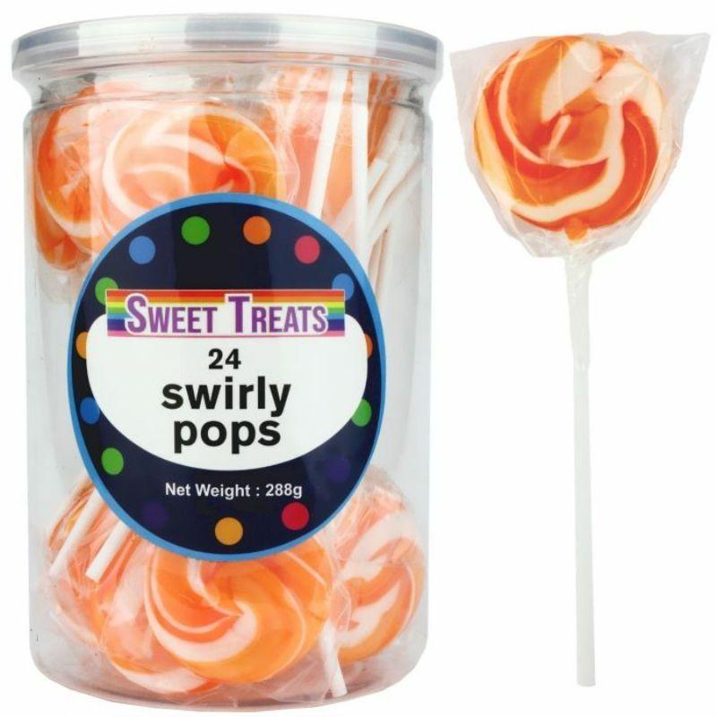 24 Pack Orange Swirly Pops - 288g