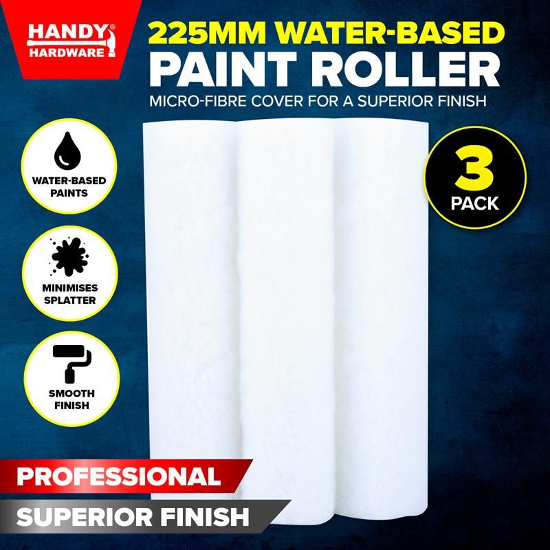 3 Pack Paint Rollers - 22.5cm