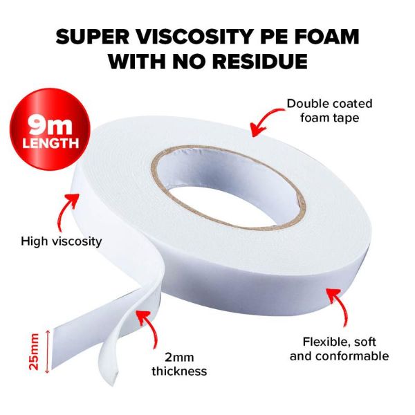 White Tape Mounting Tape - 25mm x 9m