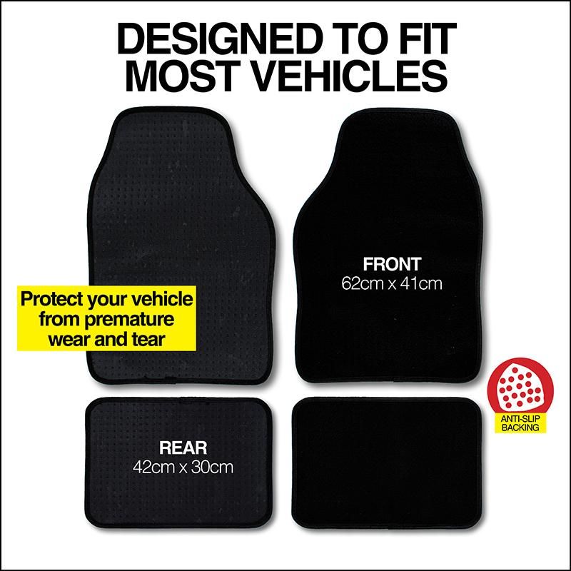 4 Pack Car Front & Rear Black Floor Mats