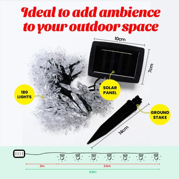 Snowflake Solar Power LED String Lights
