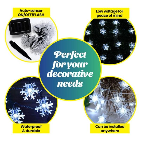 Snowflake Solar Power LED String Lights