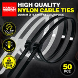 Load image into Gallery viewer, 50 Piece High Quality Nylon Cable Ties - 200mm x 4.5mm