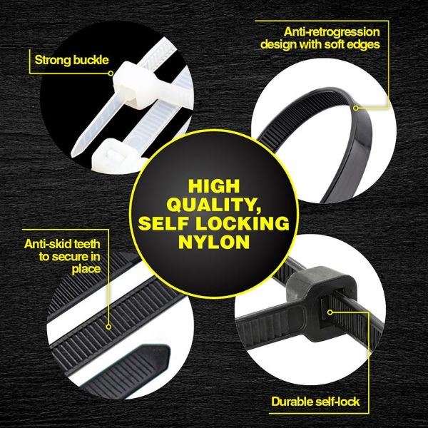 200 Pieces High Quality Cable Ties - 20cm x 3.6mm