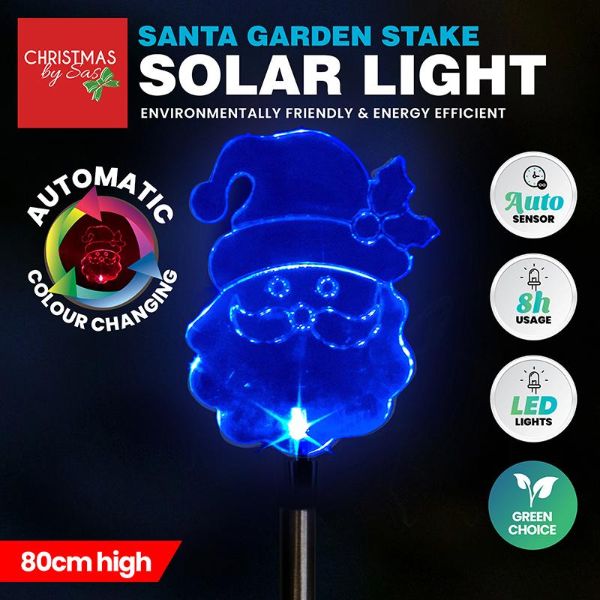 Garden Stake Santa Solar Power LED Light - 80cm