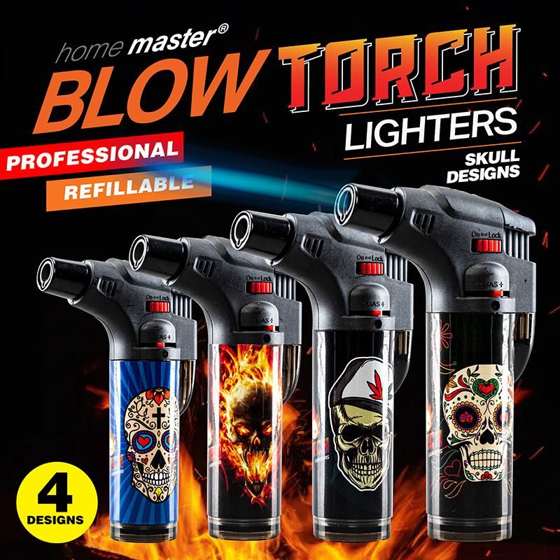 Skull Design Refillable Blow Torch Gas Lighter - 7cm x 12cm