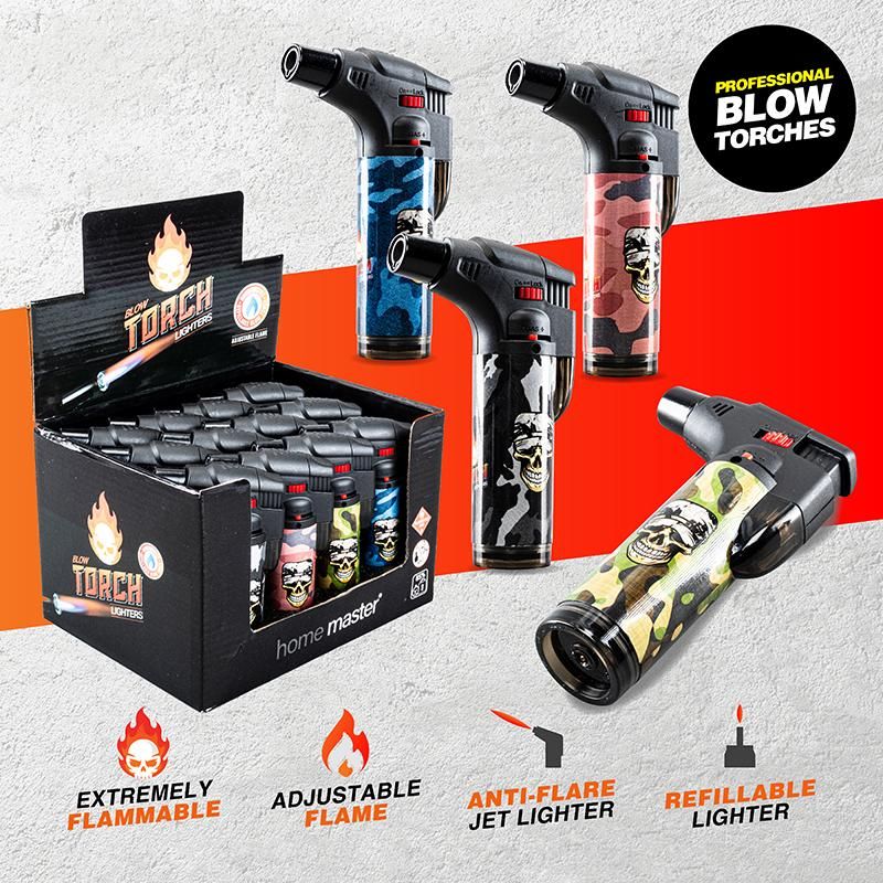 Camo Design Refillable Blow Torch Gas Lighter - 7cm x 12cm