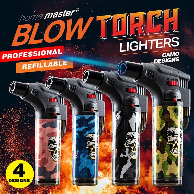 Camo Design Refillable Blow Torch Gas Lighter - 7cm x 12cm