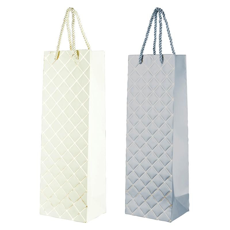 Bottle Diamond Embossed Gift Bag - 36cm x 12cm x 9cm