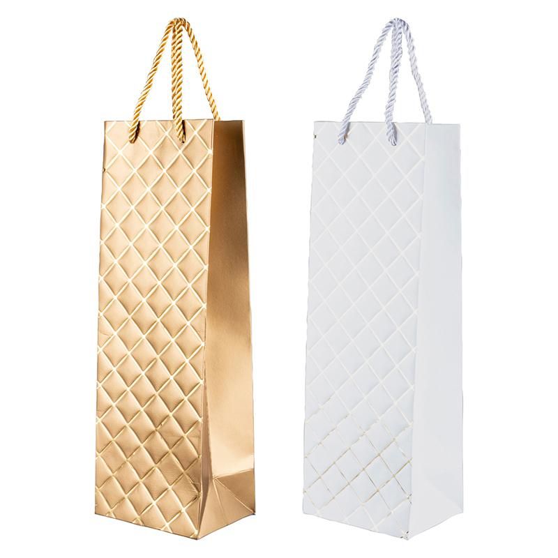 Bottle Diamond Embossed Gift Bag - 36cm x 12cm x 9cm