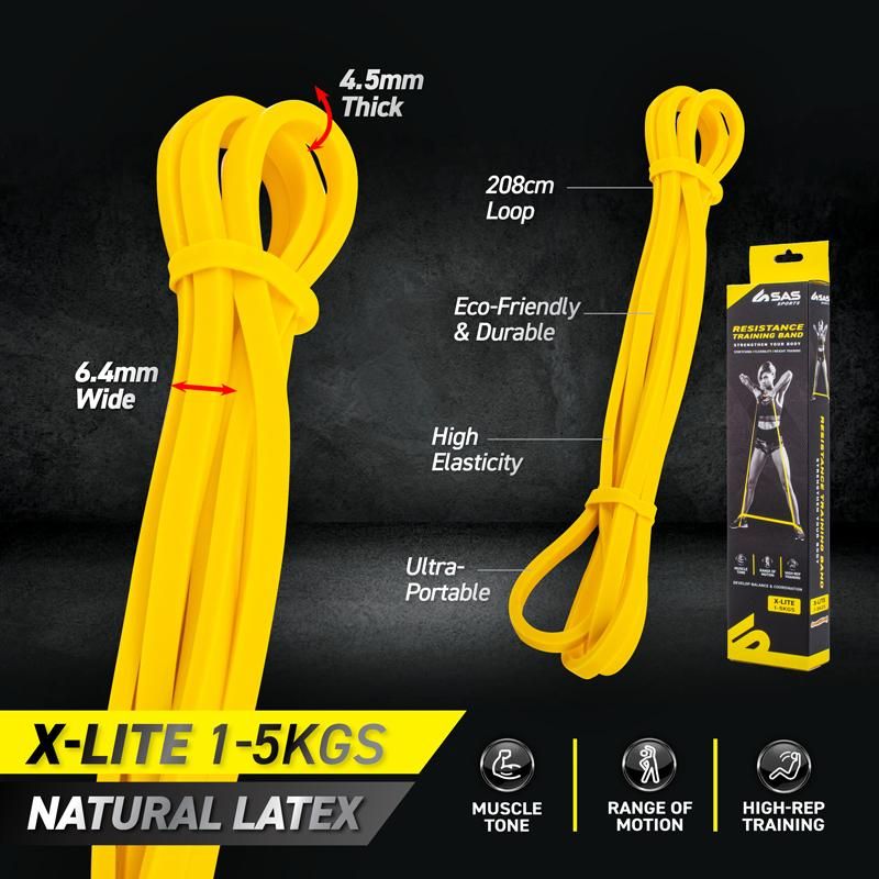 Yellow Resistance Training Band X-Lite - 208cm x 4.5mm x 6.4mm