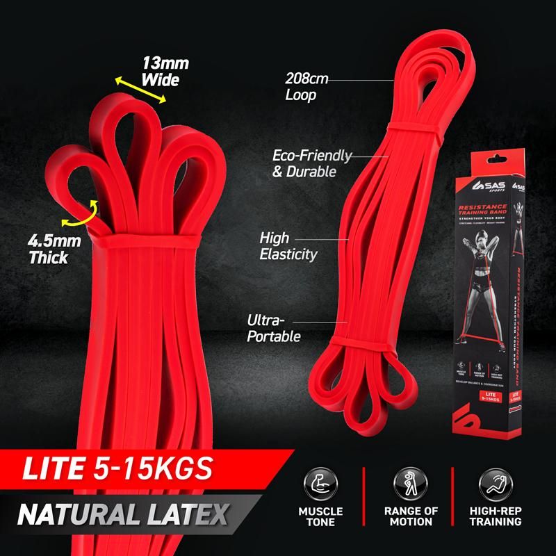 Red Resistance Training Band Lite - 208cm x 4.5mm x 13mm