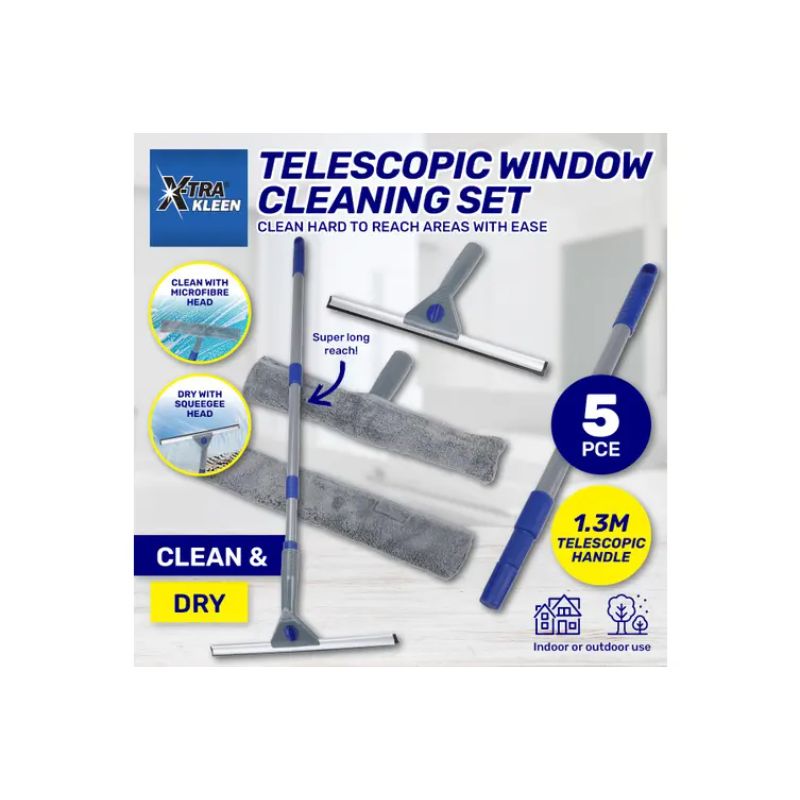 5 Pack Window Squeegee & Washer With Telescopic Pole