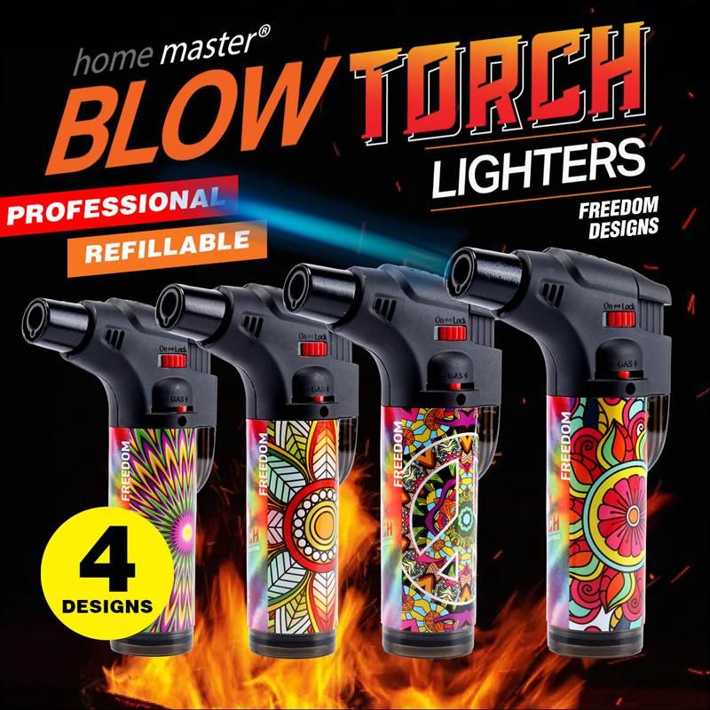 Freedom Design Refillable Blow Torch Gas Lighter - 7cm x 12cm