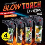 Load image into Gallery viewer, Tropical Design Refillable Blow Torch Gas Lighter - 7cm x 12cm
