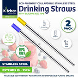 Load image into Gallery viewer, 2 Pack Collapsible Stainless Steel Straw - 23cm

