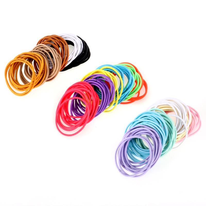 60 Pack Multicolour Elastic Metal Free Thin Hair Ties