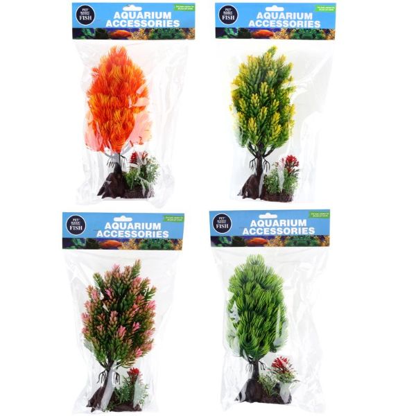 Fish Aquarium Artificial Flower Decoration With Base - 9cm x 7.5cm x 24cm