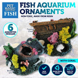 Load image into Gallery viewer, Fish Aquarium Ornament with Coral - 8cm x 7cm x 7cm

