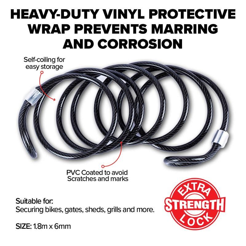 PVC Coated Security Cable With Loops - 3m