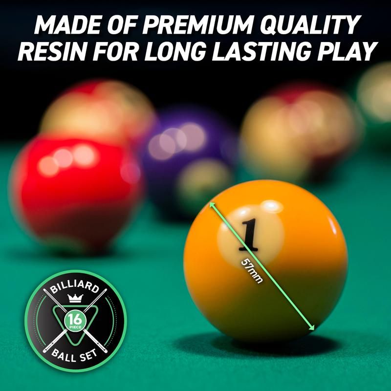 16 Piece Pool Ball Boxed Set - 5.7cm Resin Balls