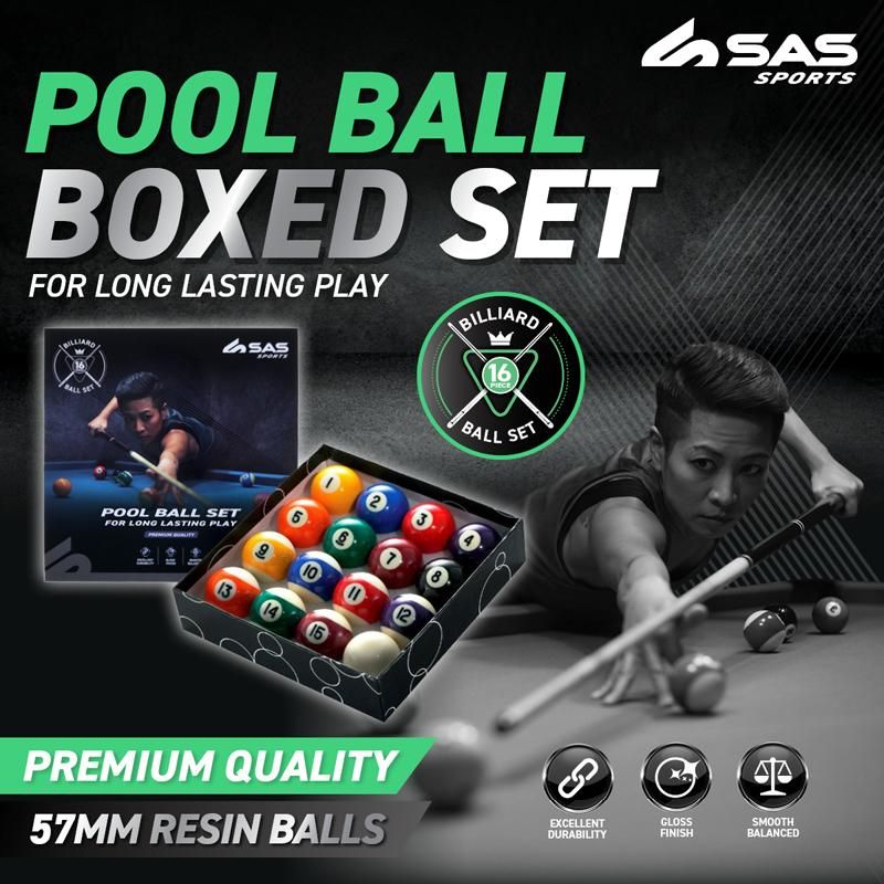 16 Piece Pool Ball Boxed Set - 5.7cm Resin Balls
