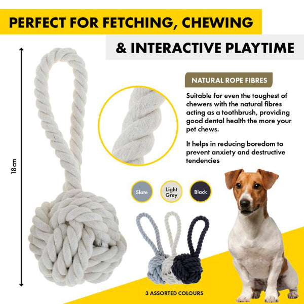 Medium Rope Tug Toy with Ball - 18cm x 7.8cm