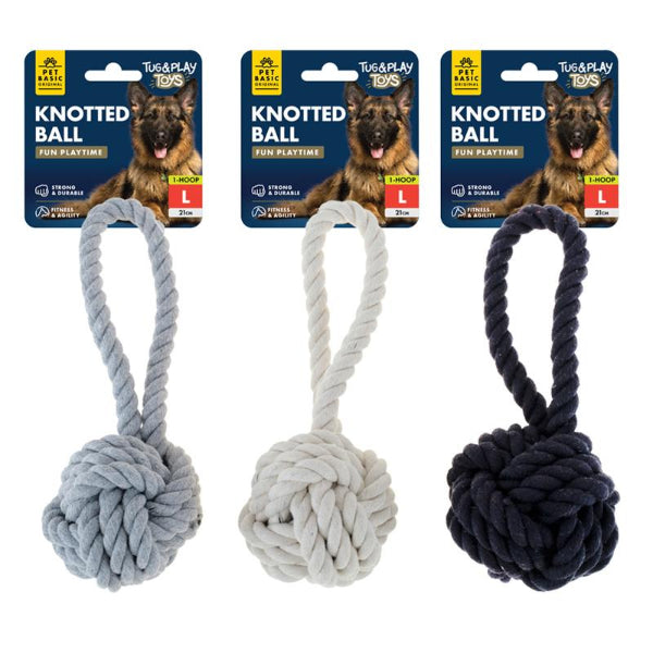 Large Rope Tug Toy with Ball - 21cm x 8.8cm