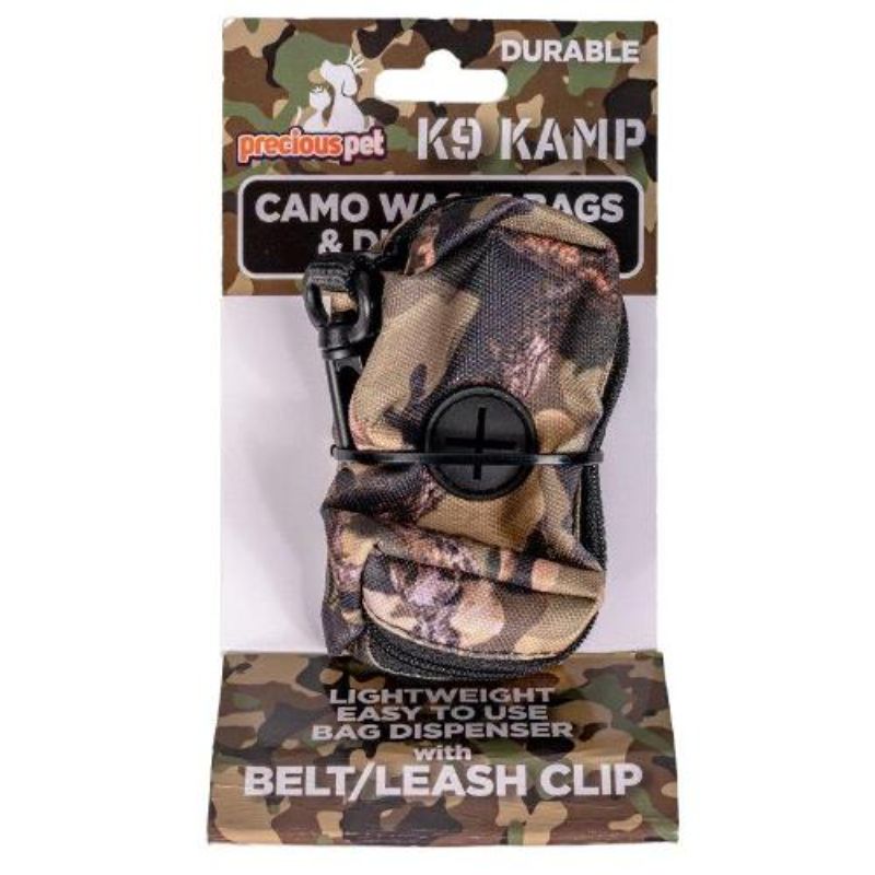 Pets Camo Waste Bags & Dispenser - 6cm x 10cm