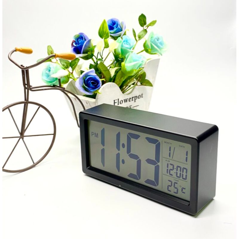 Black Big Digital Clock Calendar With USB - 19cm x 9.5cm x 5cm