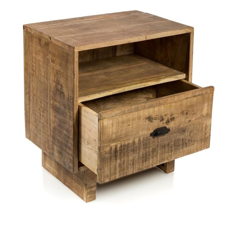 Natural Rustic Mango Wood Side Drawer - 61cm x 38cm x 56cm
